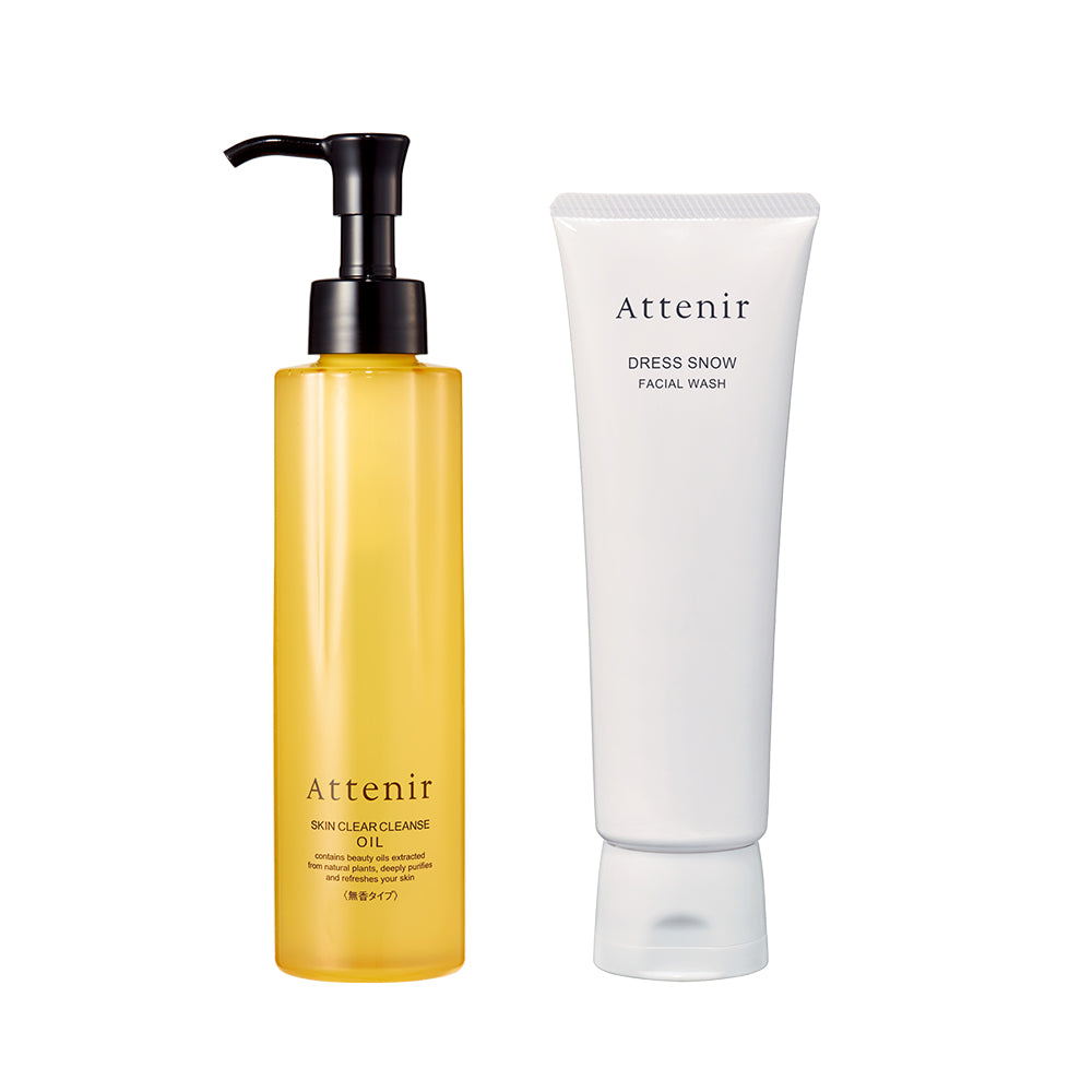 淨顏亮膚提亮卸洗組-卸妝油無香175ml+雪臻優皙潔面乳120g - Attenir