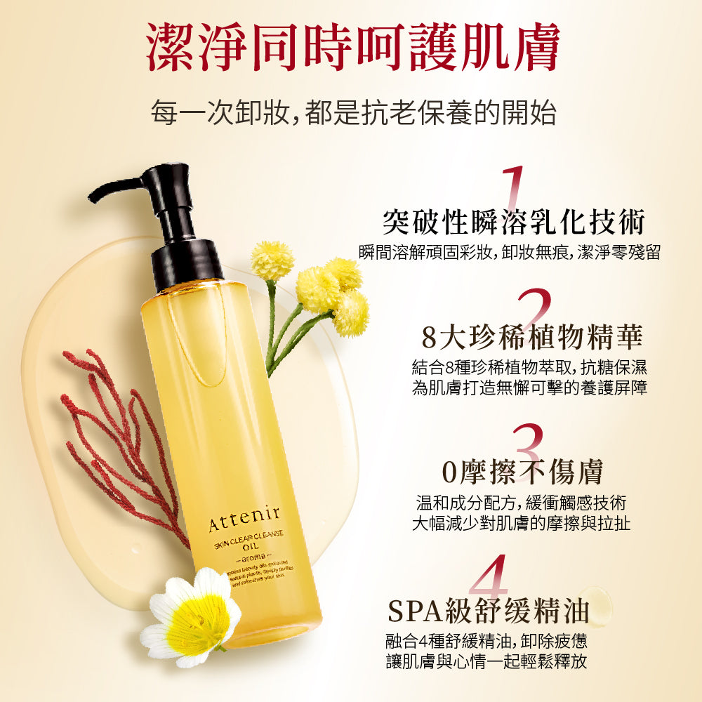 淨顏亮膚卸妝油2入組-柑橘精油香175ml+無香175ml - Attenir